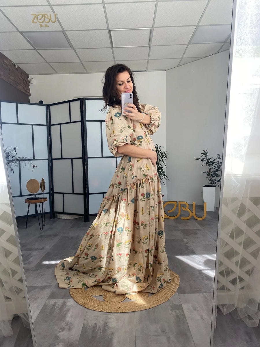 Elowen Maternity Unique Boho Dresses made of embroided fabric
