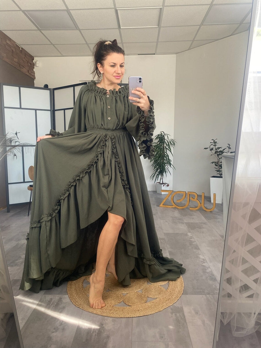 Harmony top with Illusion skirt Maternity Gauze Unique Boho Dresses
