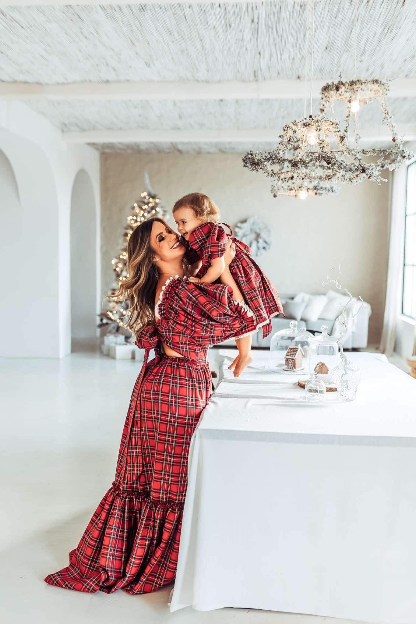 fitted lace wedding dress Valerie Plaid Mommy & Me Dresses