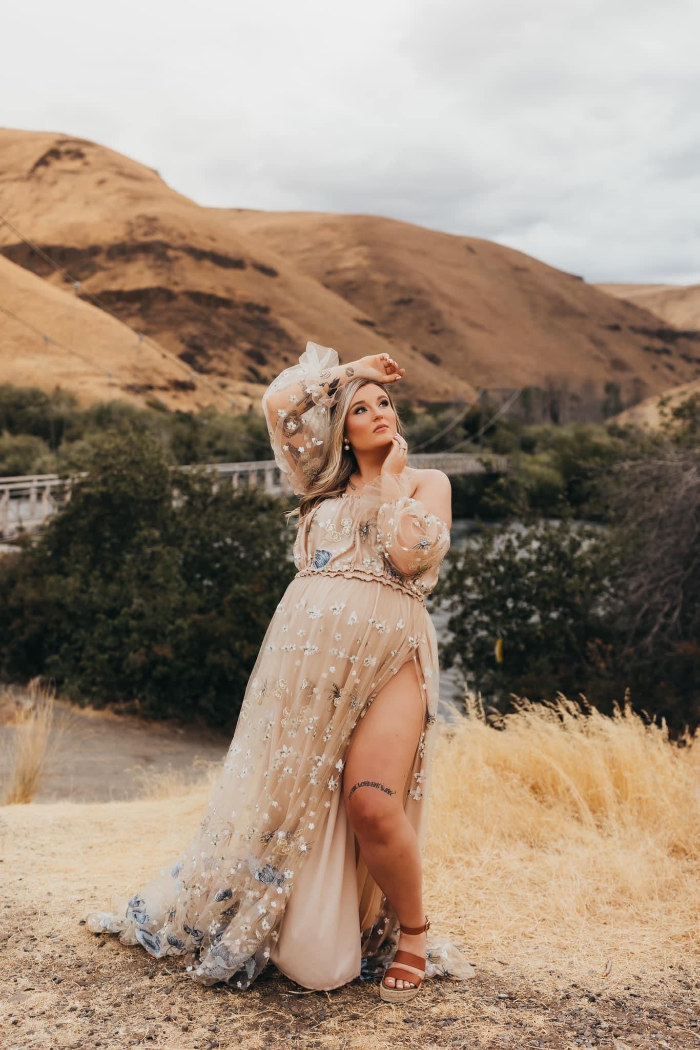 Spring Meadow /Blue/ Maternity Tulle Unique Boho Dresses One size (S-L) / Two Piece