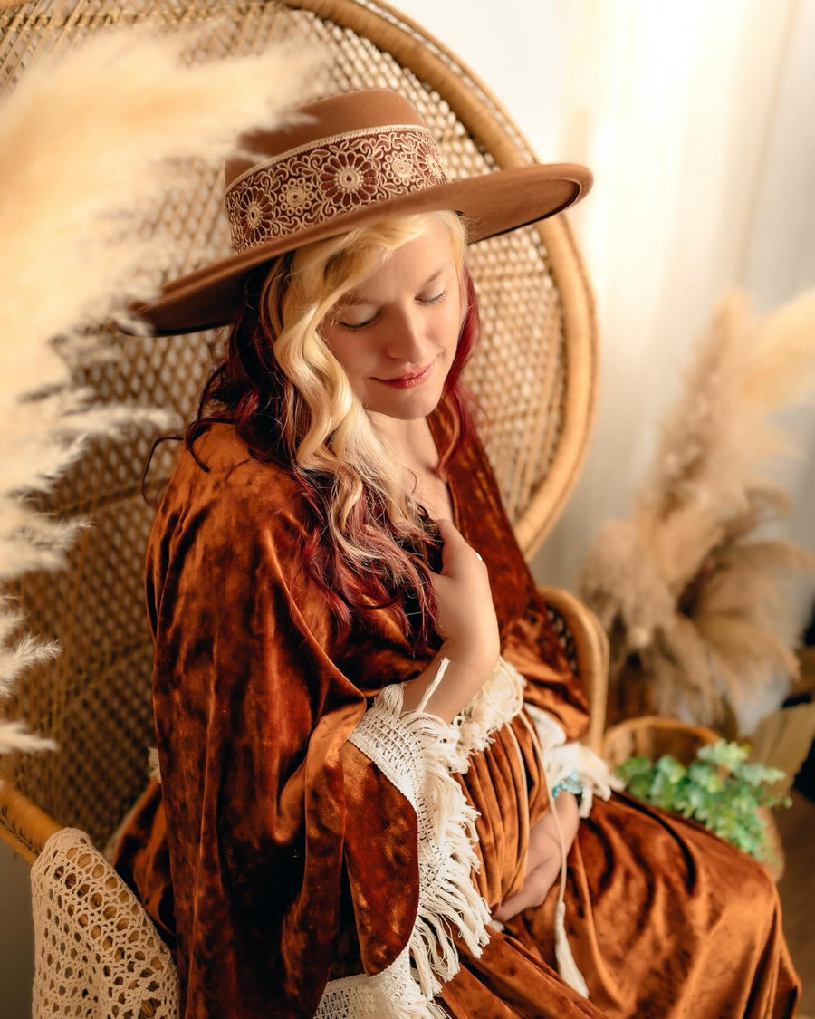 Alannah-Maternity Velvet Unique Boho Dresses