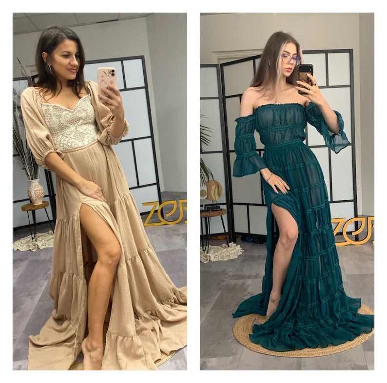 Set of Chloe and new Fantasy Unique Boho Maternity Dresses for Photoshoot