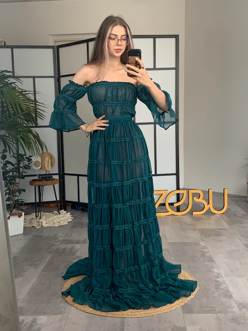 Set of Chloe and new Fantasy Unique Boho Maternity Dresses for Photoshoot