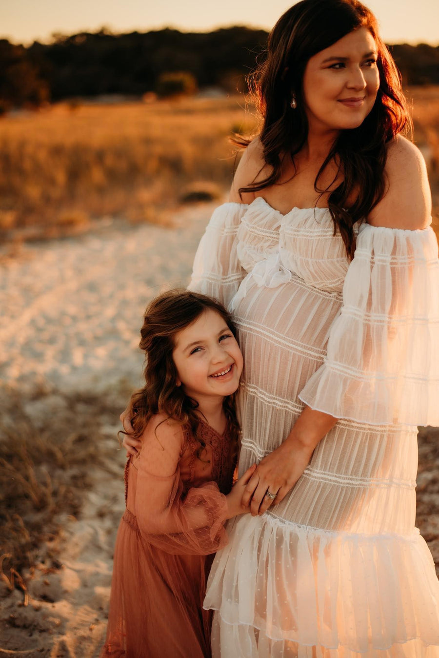 Glow Maternity Chiffon and Tulle Two-Piece Boho Dresses