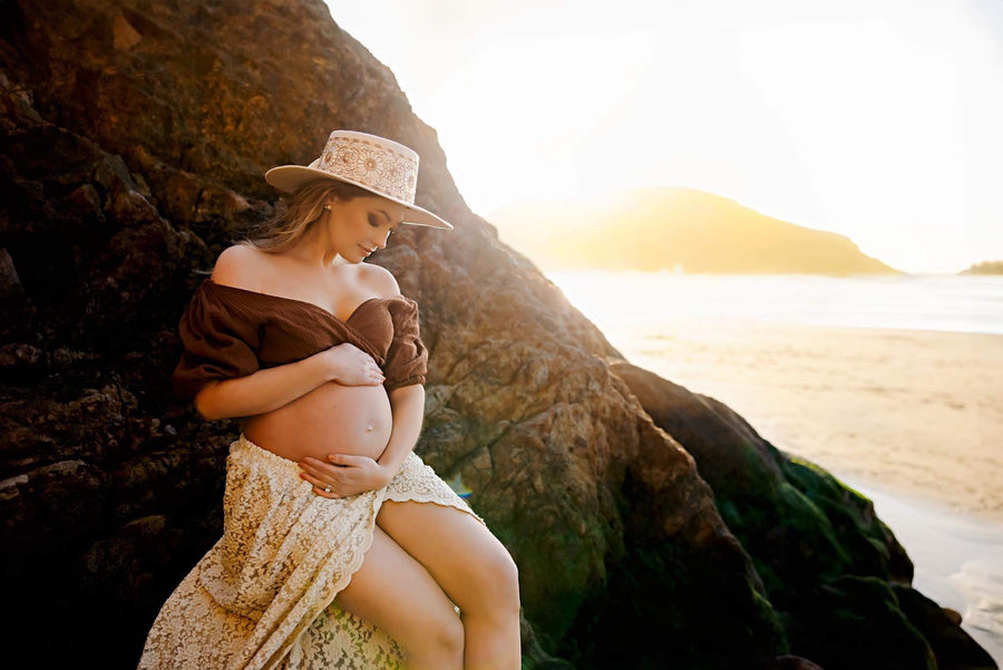 Karina Gauze and Lace Maternity Two-Piece Set for Photoshoot