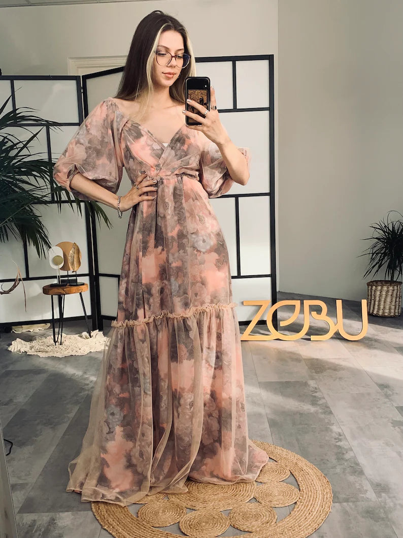 Sarah Chiffon and Tulle Unique Boho Dresses