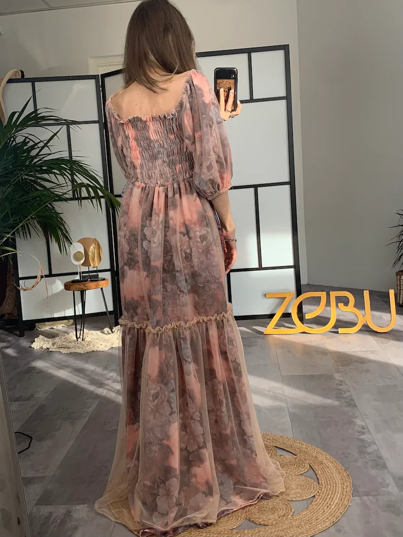 Sarah Chiffon and Tulle Unique Boho Dresses
