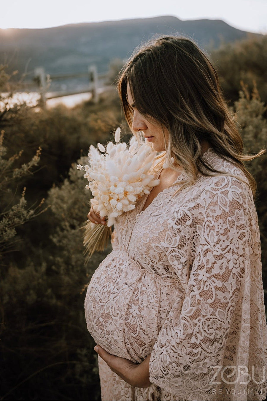 Athena Maternity Lace Unique Boho Dresses XS-M / mauve Athena Maternity Lace Unique Boho Dresses XS-M / mauve