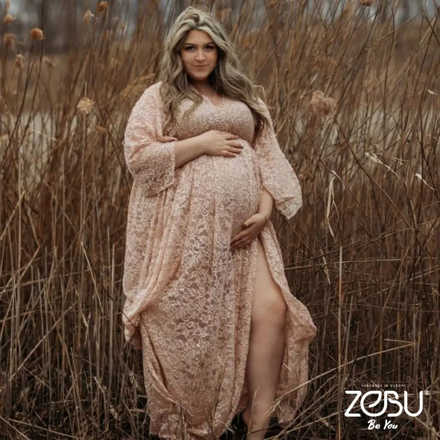 Athena Maternity Lace Unique Boho Dresses Xs-M / Light Hazelnut - Pictured