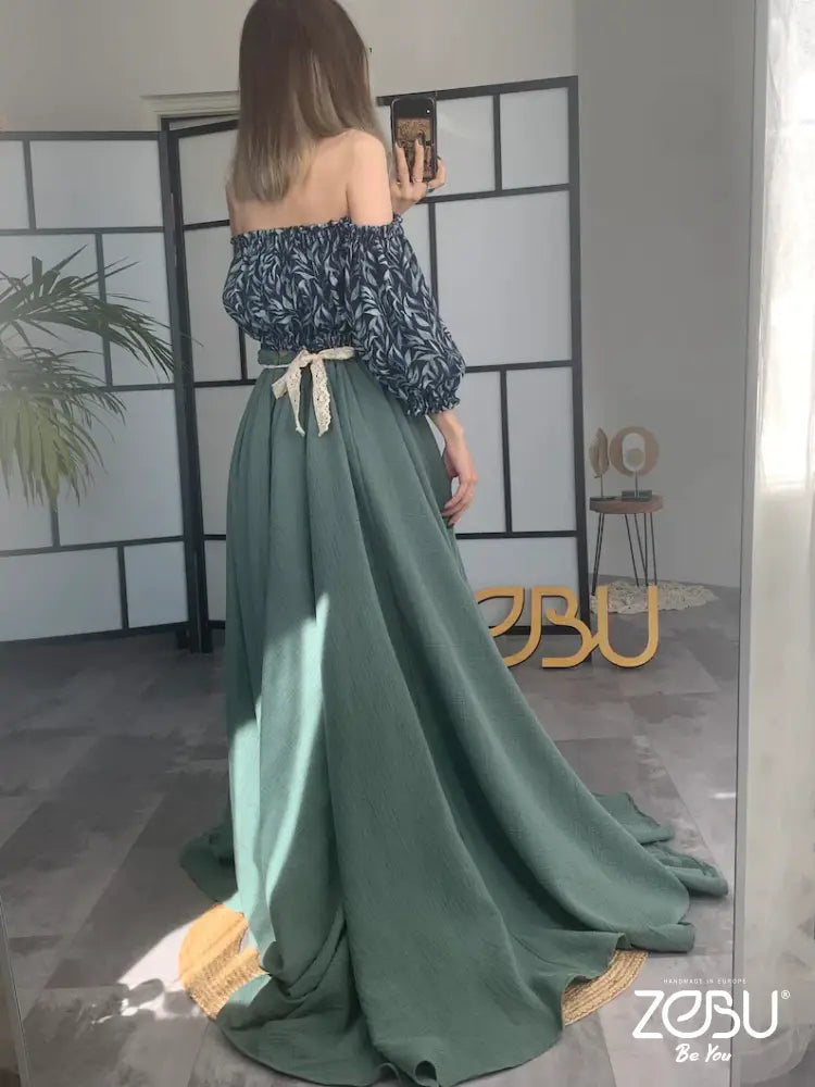 Autumn Leaves Two Piece Maternity Dress For Photoshoot Ready To Ship