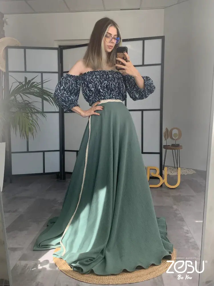 Autumn Leaves Two Piece Maternity Dress For Photoshoot Ready To Ship