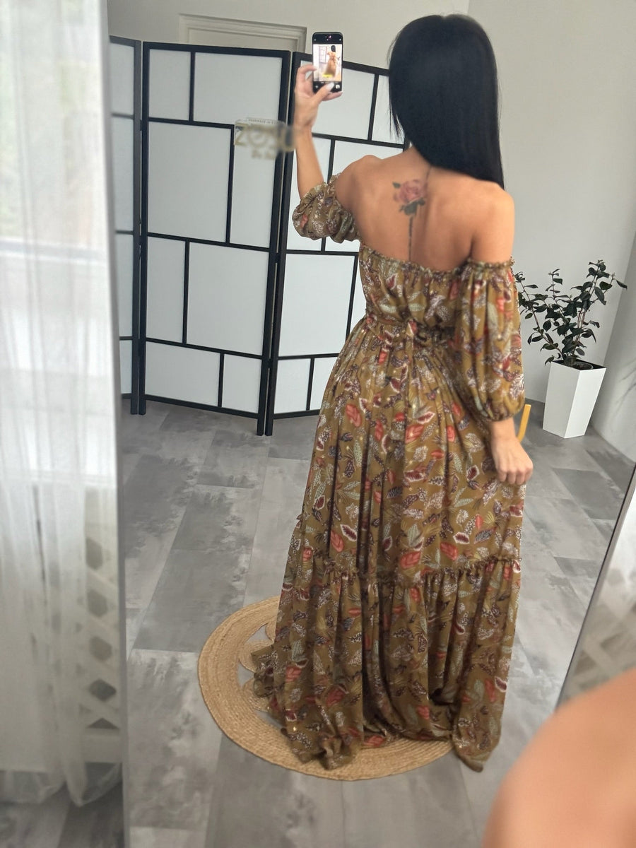 Autumn Maternity Chiffon Unique Boho Dresses Plus Size / Mustard Autumn Maternity Chiffon Unique Boho Dresses Plus Size / Mustard