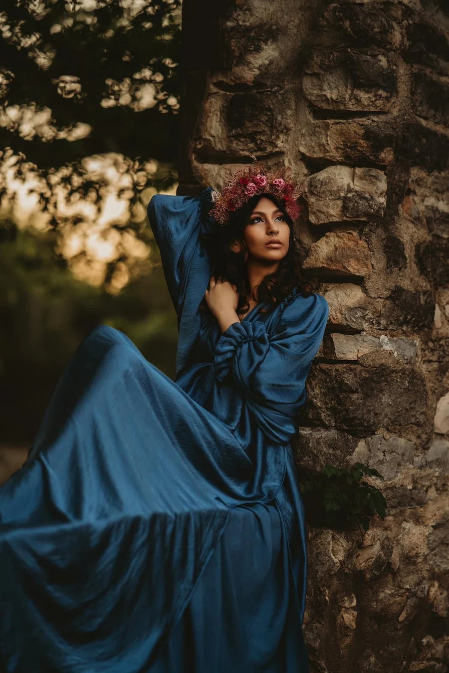 blue boho maternity dress VmSlyii Summer Boho Off Shoulder Maternity Dresses Baby Shower Photoshoot Dress Blue M at Amazon Women's Clothing store