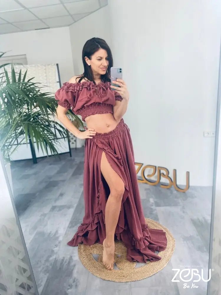 Blossom Two Piece Gauze Maternity Photoshoot Dress - Pregnancy - maternity clothes - ZeBu Be You