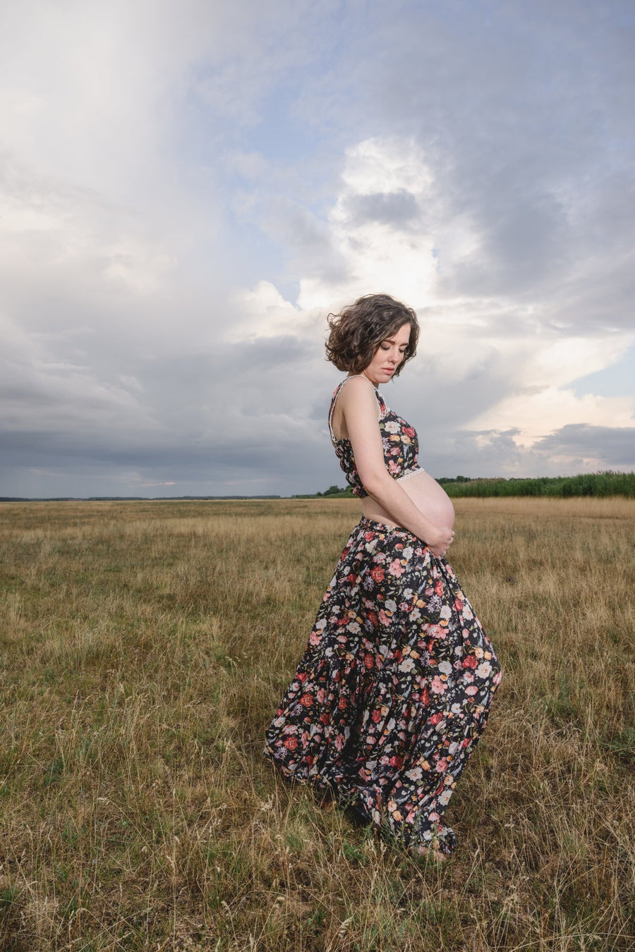 Carmen - Silk Two - Piece set for Maternity of non - Maternity Photoshoot - Pregnancy - maternity clothes - ZeBu Be You