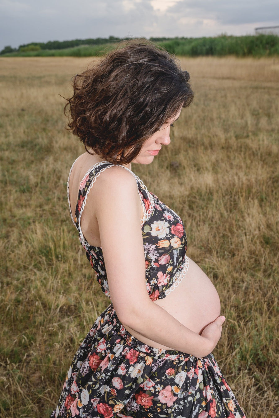 Carmen - Silk Two - Piece set for Maternity of non - Maternity Photoshoot - Pregnancy - maternity clothes - ZeBu Be You