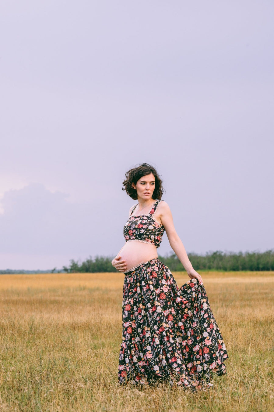 Carmen - Silk Two - Piece set for Maternity of non - Maternity Photoshoot - Pregnancy - maternity clothes - ZeBu Be You
