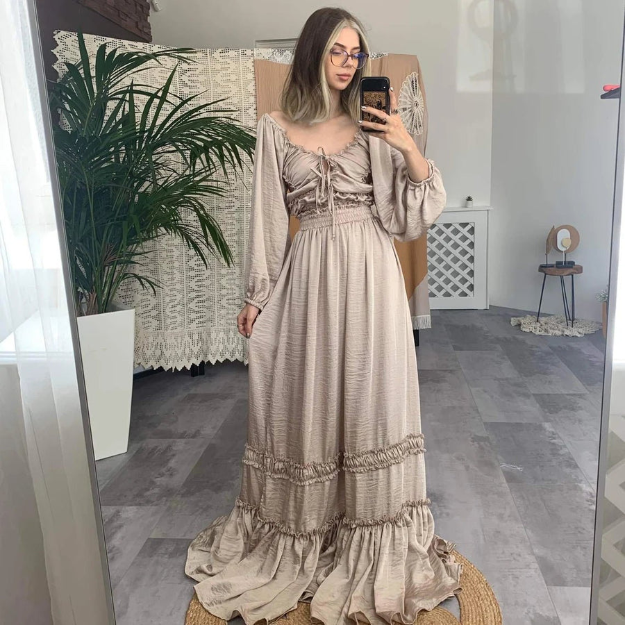 Charm Silk Maternity Dress for Photoshoot One size (S-L) / Black Charm Silk Maternity Dress for Photoshoot One size (S-L) / Black