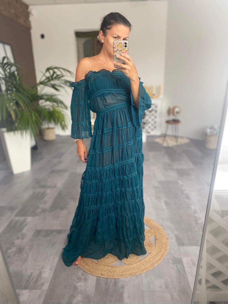 Chloe Chiffon Unique Boho Dresses - Pregnancy - maternity clothes - ZeBu Be You