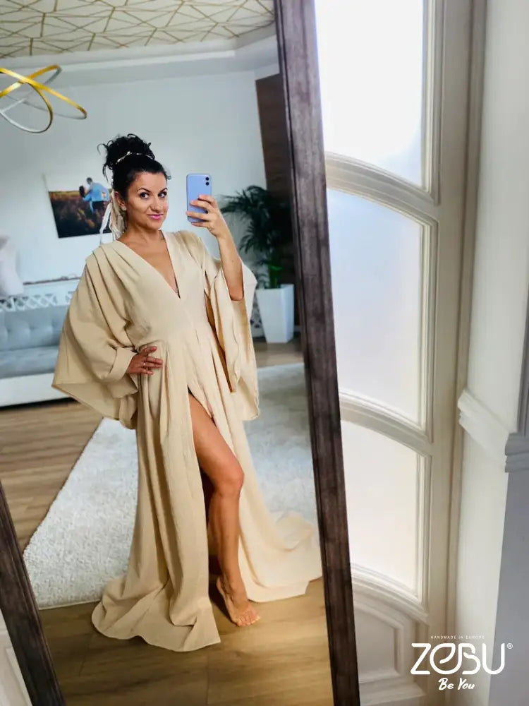 Destiny Maternity Gauze Unique Boho Dresses Xs-M / Light Hazelnut - Pictured Dresses