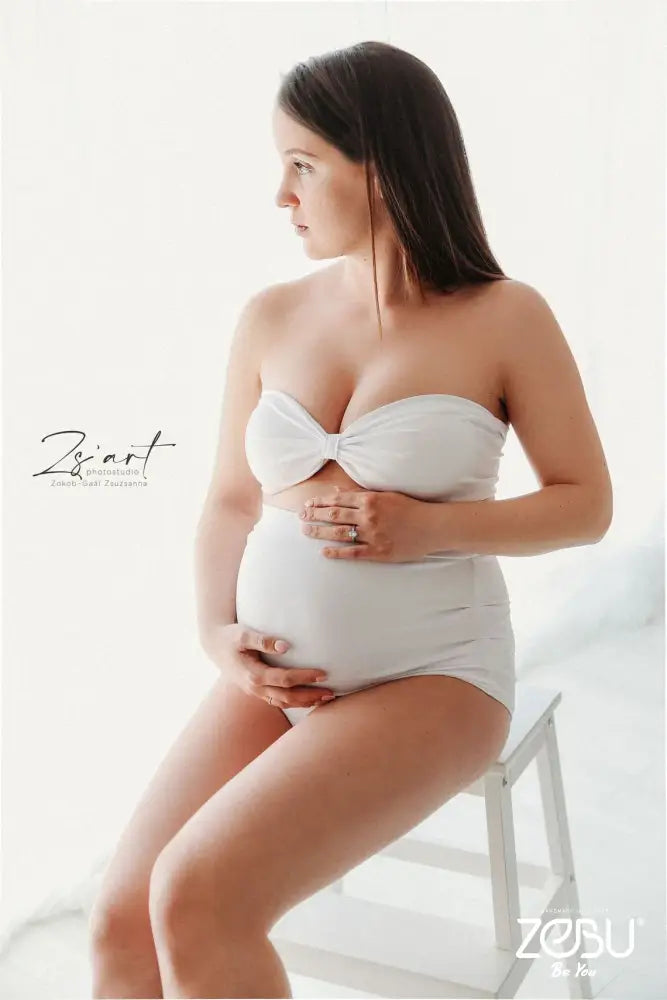 Diamand 2 Piece Set Jersey Maternity Bodysuit For Photoshoot Xs-M / Ivory - Pictured Two Gowns