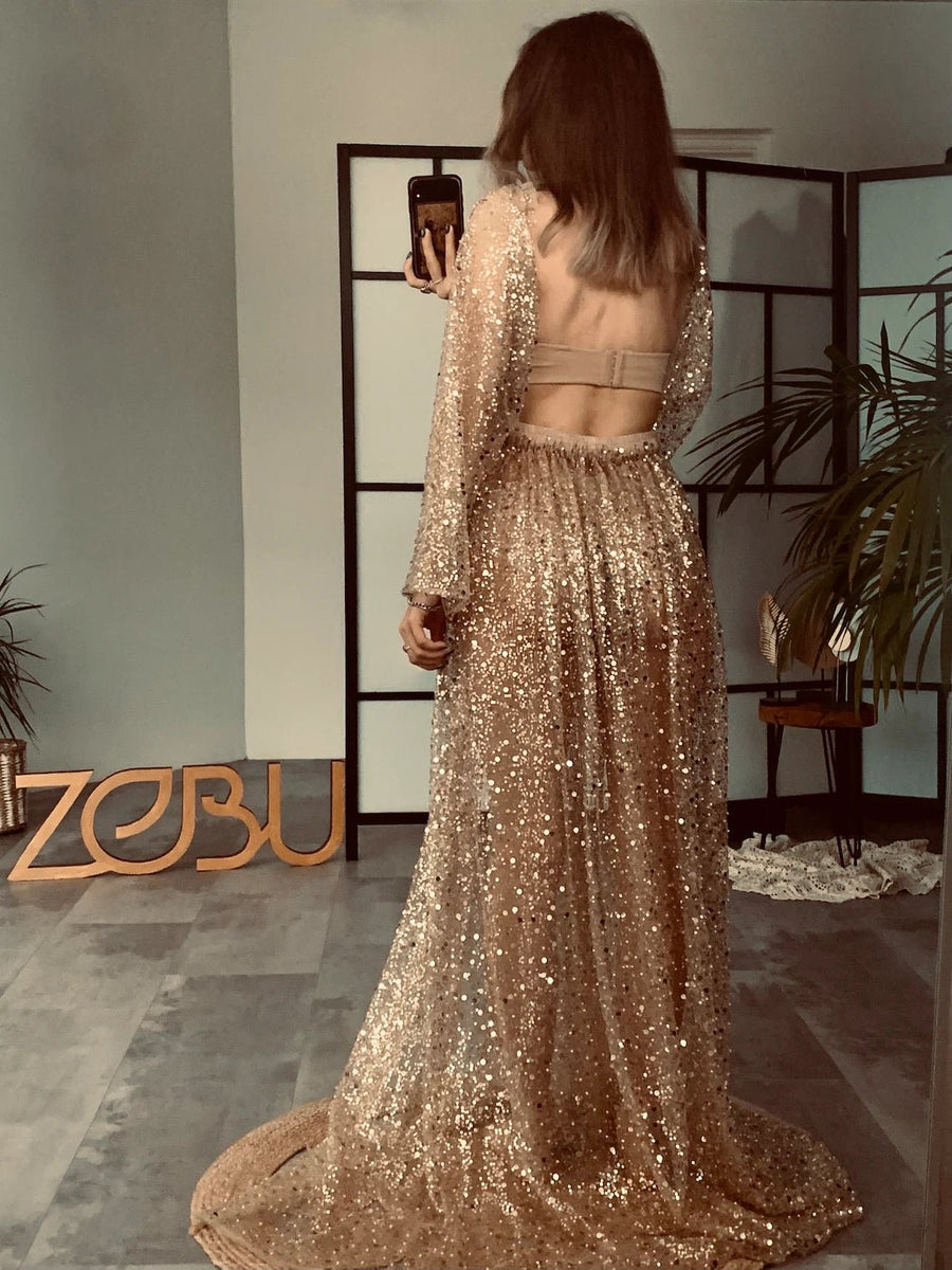 Elise Sequin Maternity Unique Boho Dresses M-XL / + nude bodysuit Elise Sequin Maternity Unique Boho Dresses M-XL / + nude bodysuit
