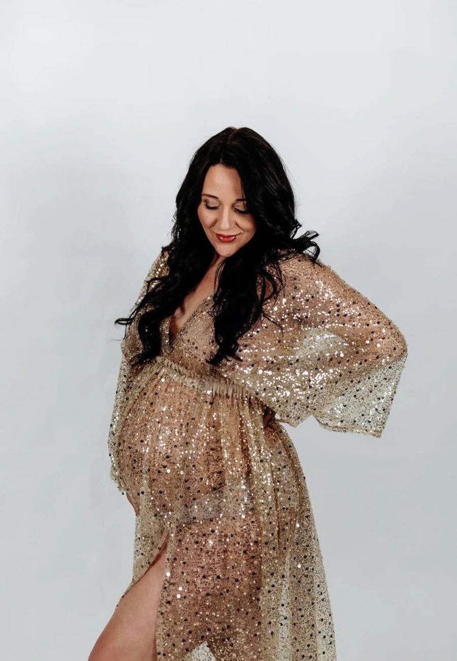 Elise Sequin Maternity Unique Boho Dresses M-XL / + nude bodysuit Elise Sequin Maternity Unique Boho Dresses M-XL / + nude bodysuit