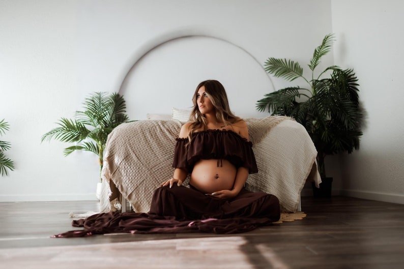 Ella Muslin Maternity Two-Piece Boho Photoshoot dresses