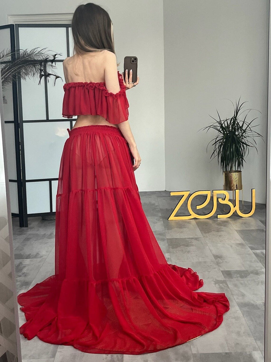 Ella Muslin Maternity Two - Piece Boho Photoshoot dresses - Pregnancy - maternity clothes - ZeBu Be You