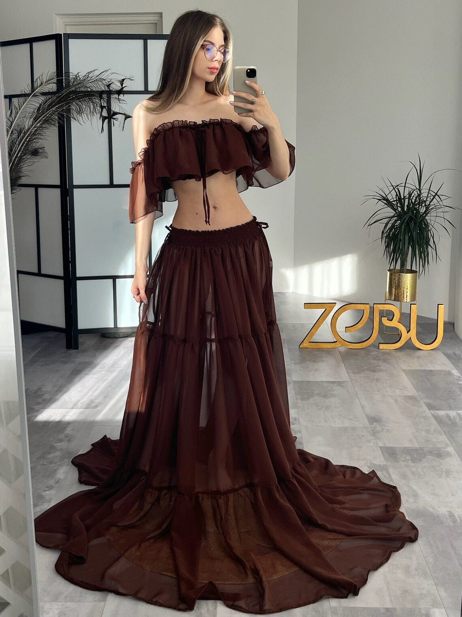Ella Muslin Maternity Two - Piece Boho Photoshoot dresses - Pregnancy - maternity clothes - ZeBu Be You
