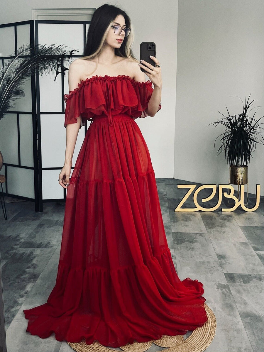 Ella Muslin Maternity Two - Piece Boho Photoshoot dresses - Pregnancy - maternity clothes - ZeBu Be You