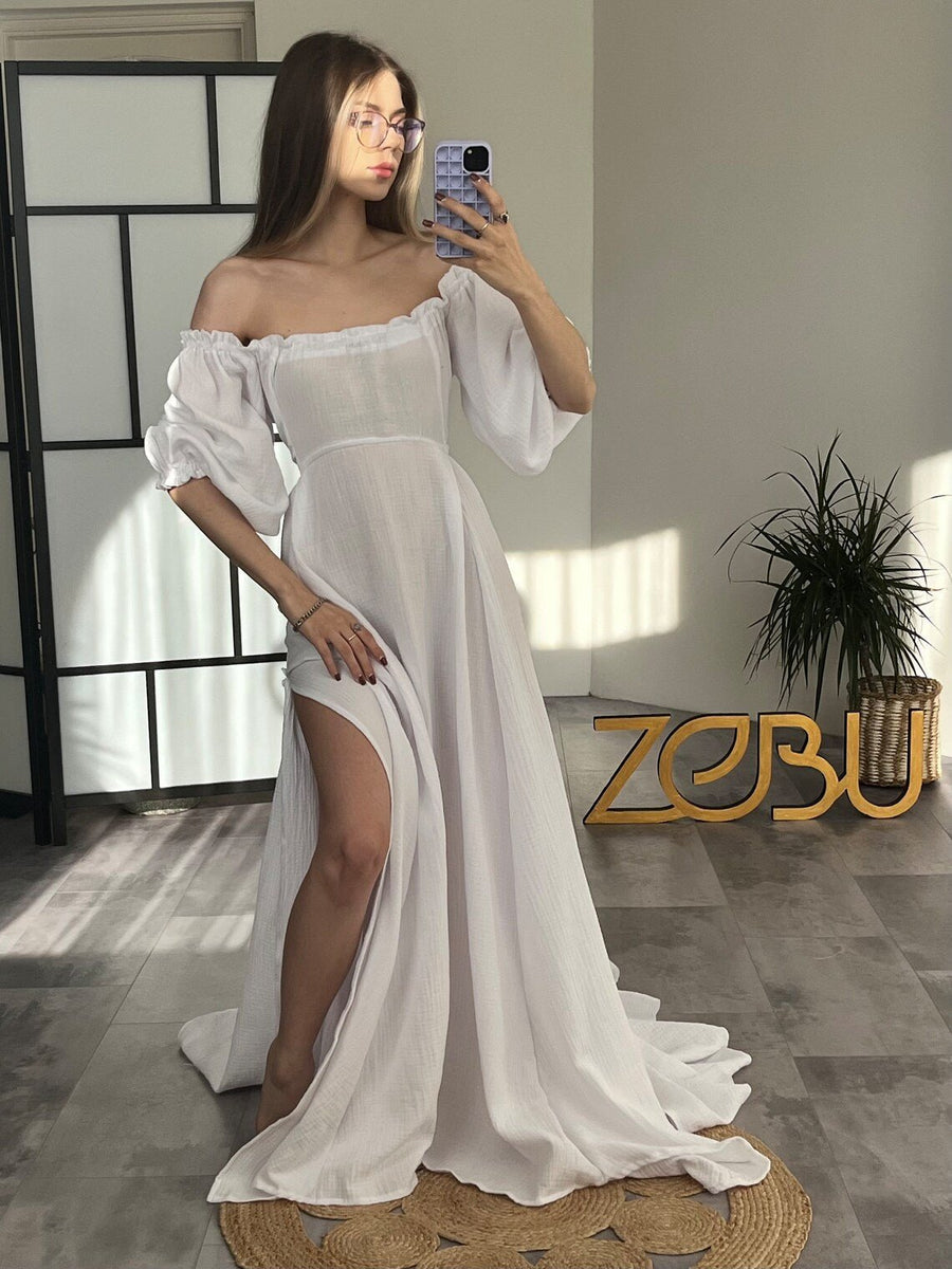 Elowen Maternity Gauze Unique Boho Dresses XS-M / Black Elowen Maternity Gauze Unique Boho Dresses XS-M / Black