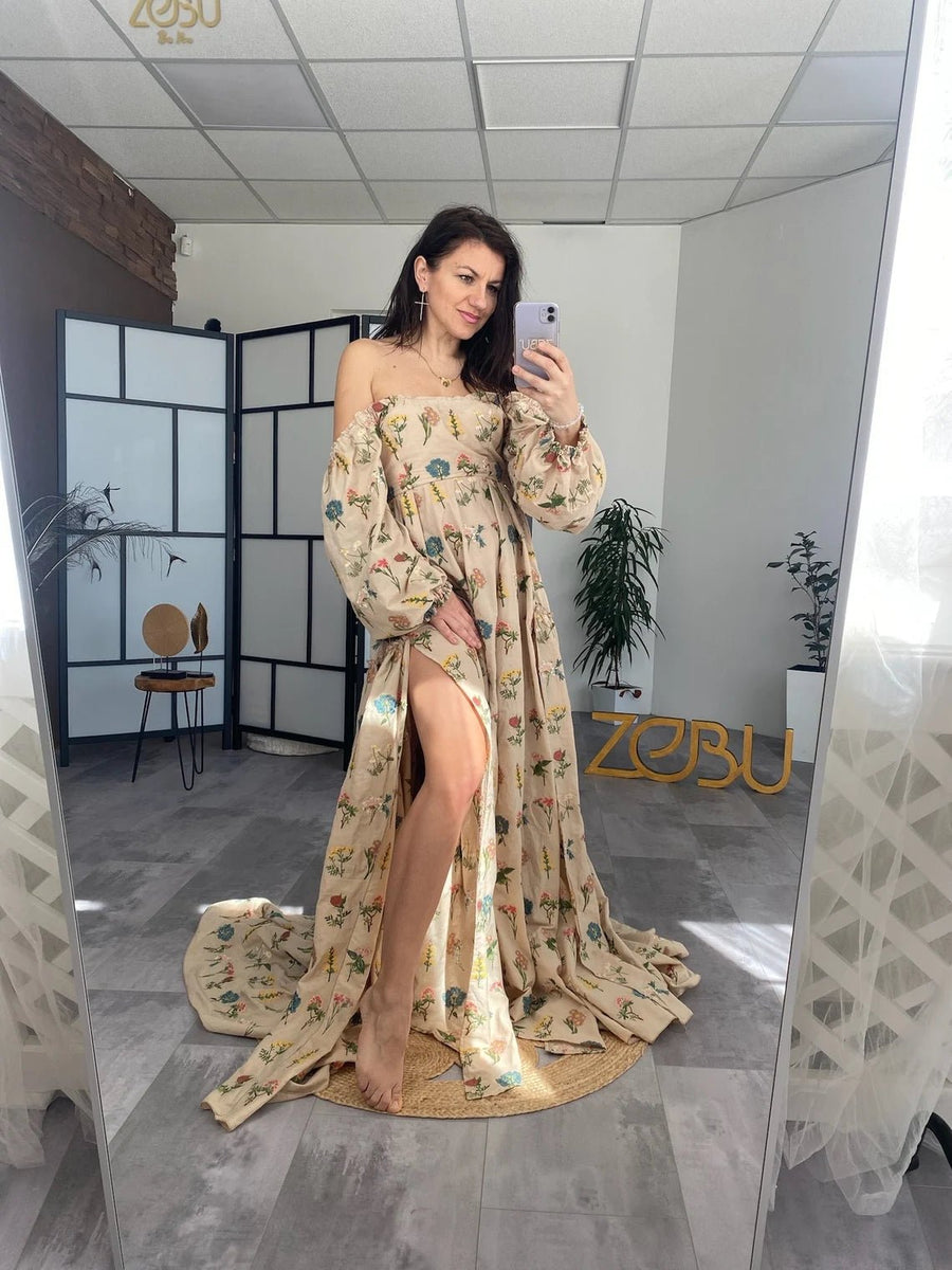 Elowen Maternity Unique Boho Dresses made of embroided fabric - Pregnancy - maternity clothes - ZeBu Be You