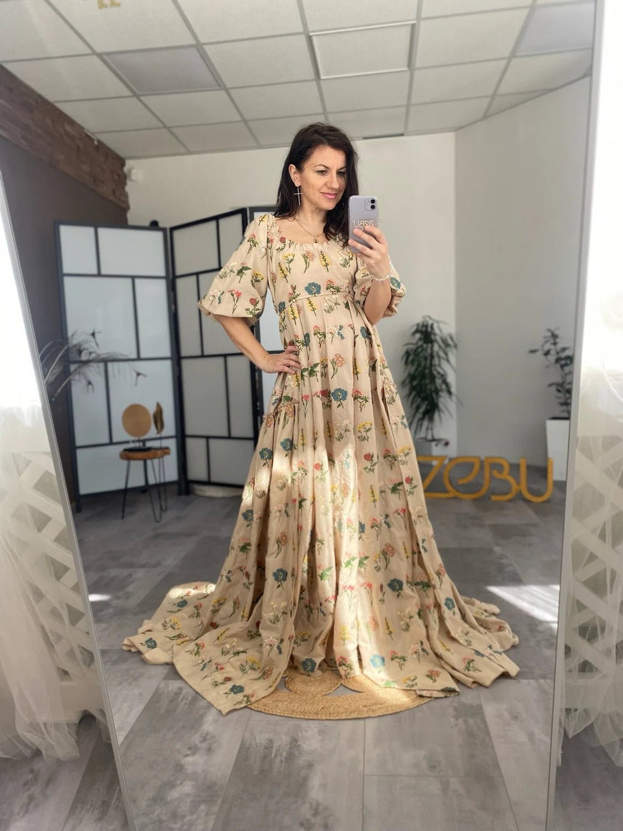 Elowen Maternity Unique Boho Dresses made of embroided fabric - Pregnancy - maternity clothes - ZeBu Be You