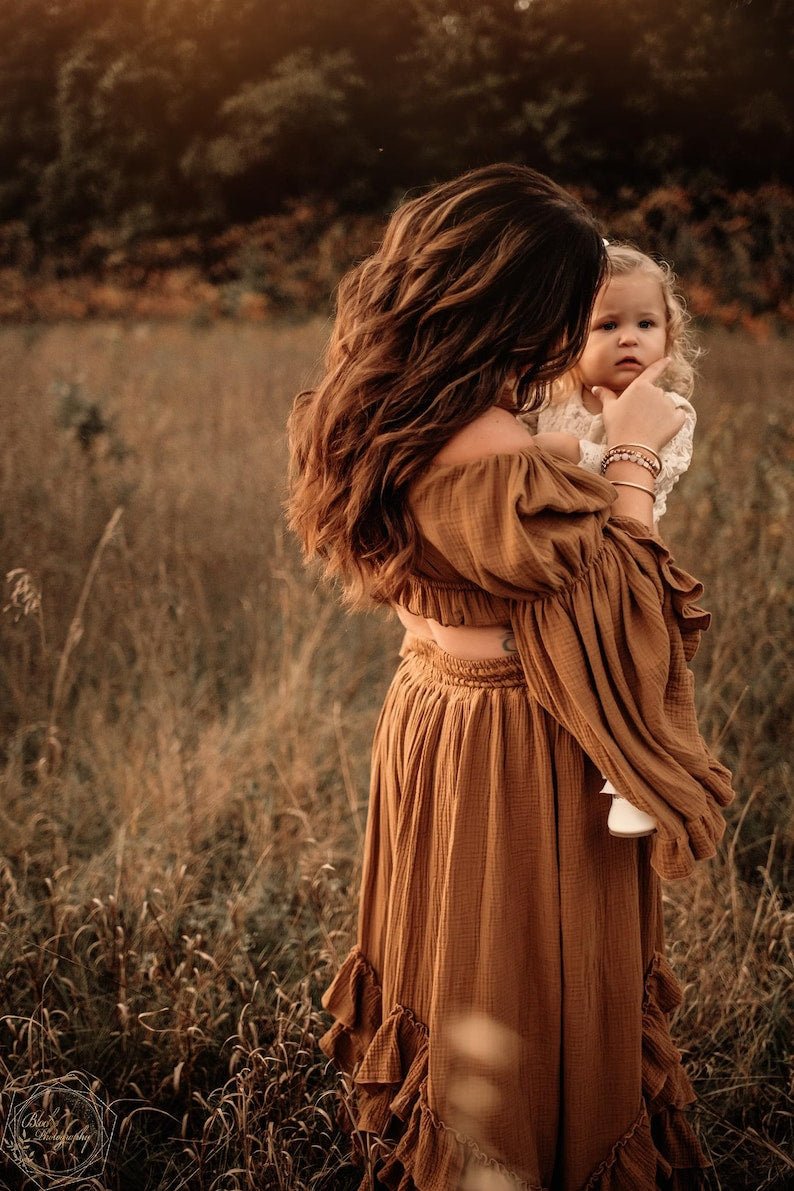 Elyna Maternity Gauze Two Piece Boho Dresses - Pregnancy - maternity clothes - ZeBu Be You