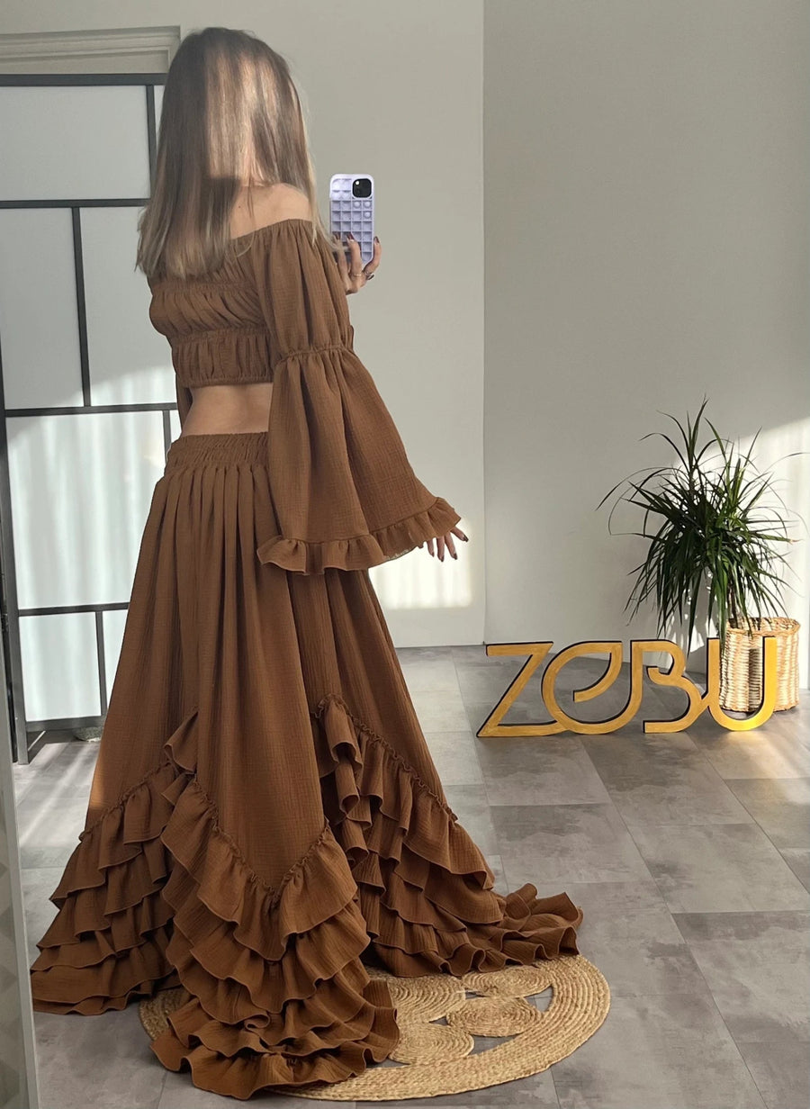 Elyna Maternity Gauze Two Piece Boho Dresses - Pregnancy - maternity clothes - ZeBu Be You