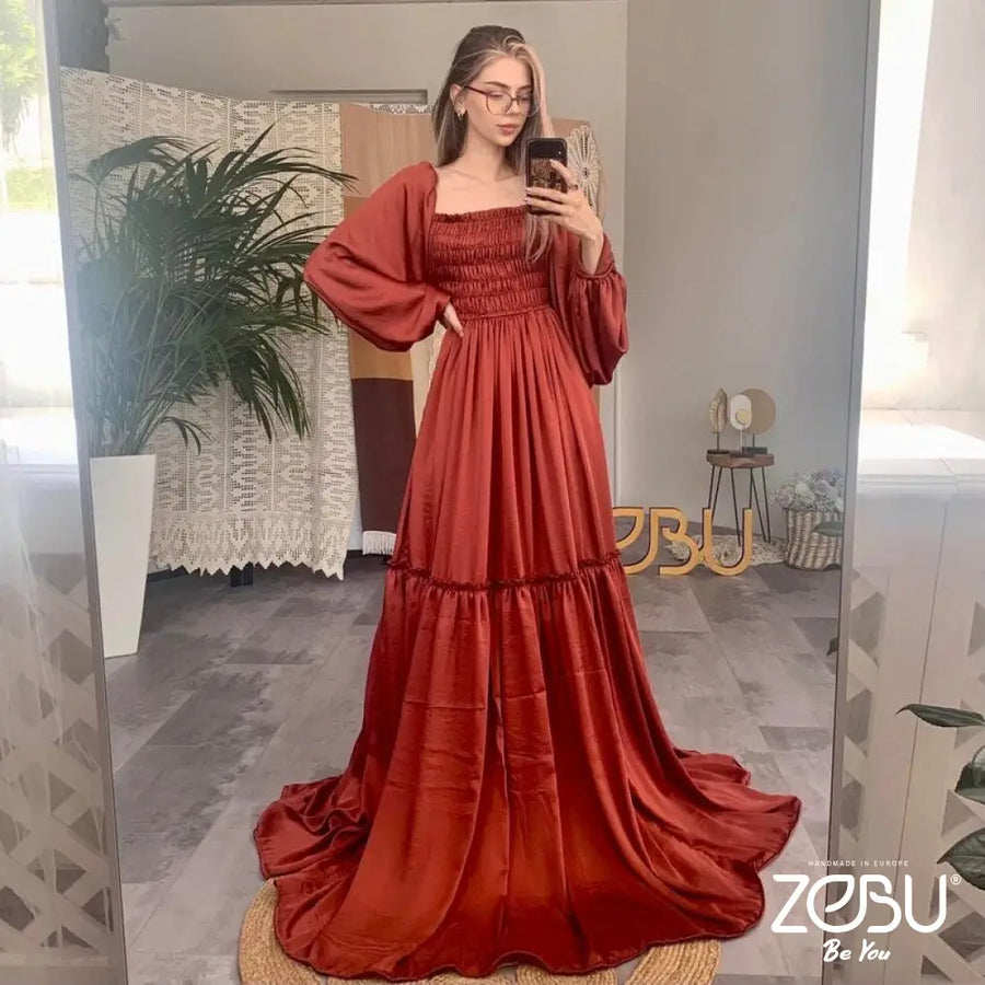 Ethereal Maternity Silk Unique Boho Dresses Xs-M / Terracotta - Pictured New Collection