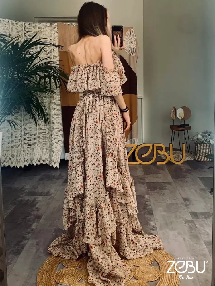 Floral chiffon maternity dress hot sale