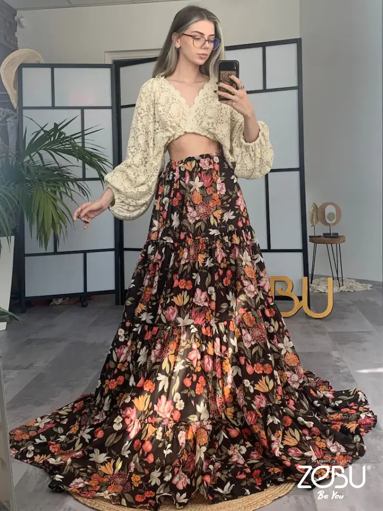 Floral Romance Skirt + Lace Top Maternity Photoshoot Dress Ready To Ship