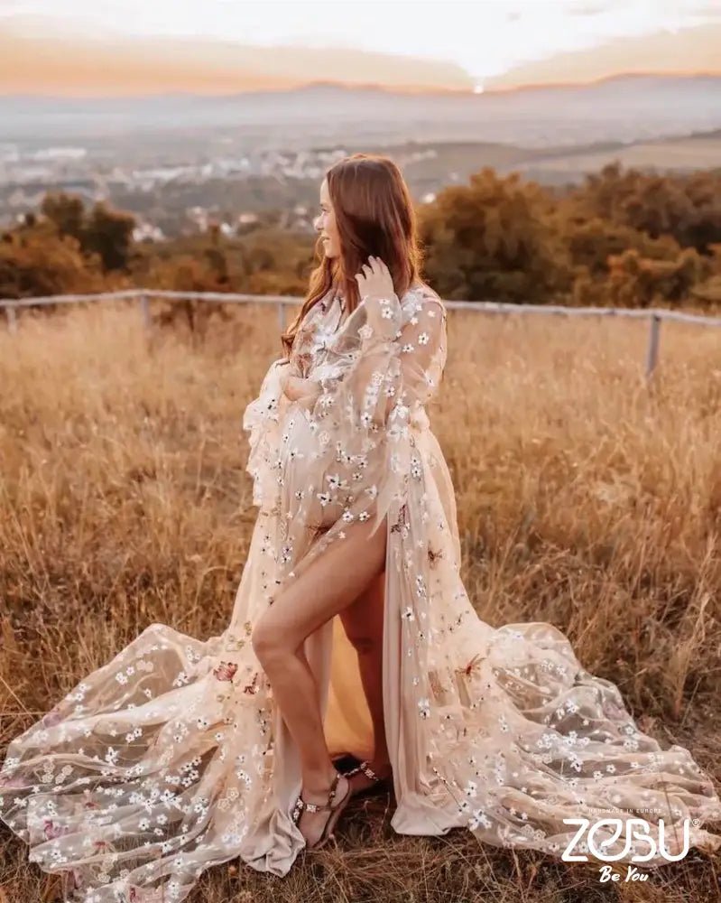 Flower Fairy Maternity Tulle Unique Boho Dresses (included nude bodysuit) - Pregnancy - maternity clothes - ZeBu Be You