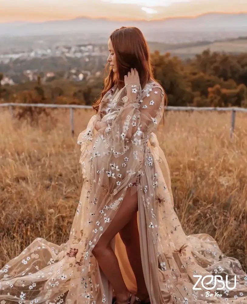 Flower Fairy Maternity Tulle Unique Boho Dresses (included nude bodysuit) - Pregnancy - maternity clothes - ZeBu Be You
