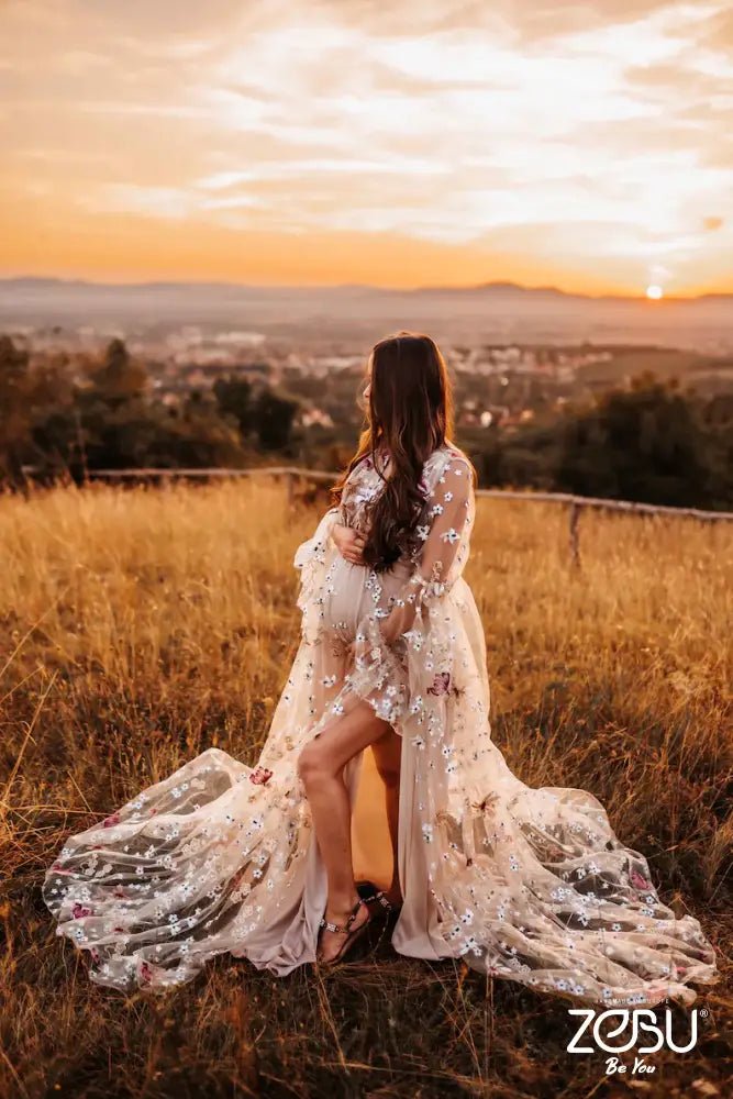 Flower Fairy Maternity Tulle Unique Boho Dresses (included nude bodysuit) - Pregnancy - maternity clothes - ZeBu Be You