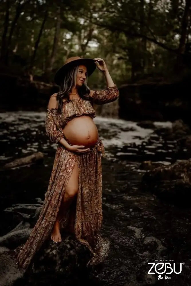 Free Soul Chiffon 2 Piece Maternity Skirt Set For Photoshoot Two Gowns