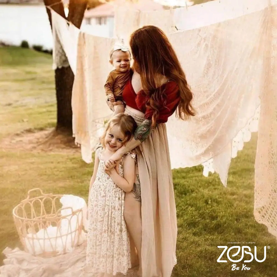 Gloria Gauze Maternity Dress For Family Photoshoot Two Piece Gowns