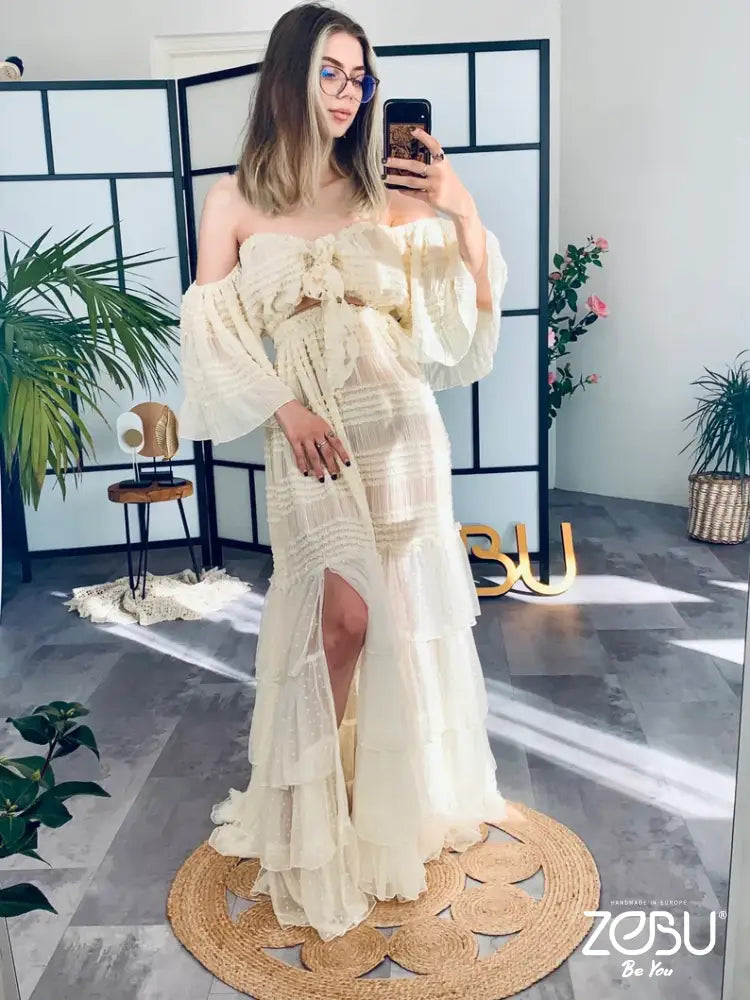 Heather Two Piece Maternity Dress For Photoshoot With Variable Top New Collection