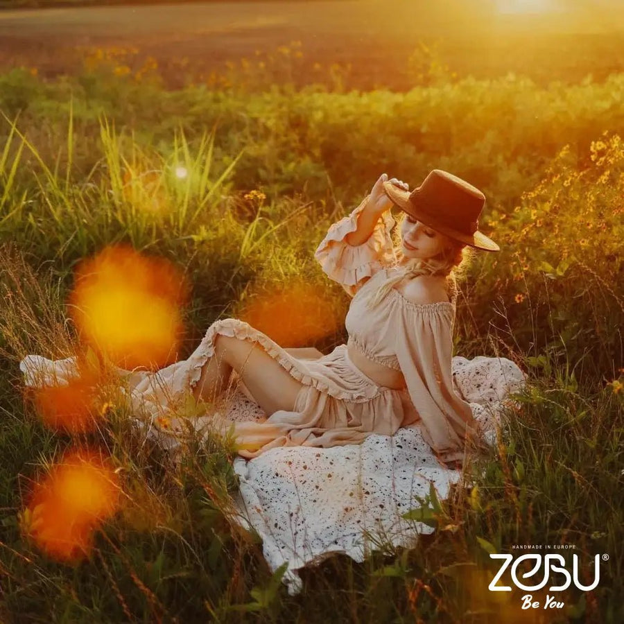 Hummingbird Gauze Maternity Top+Skirt Set for Photoshoot - Pregnancy - maternity clothes - ZeBu Be You