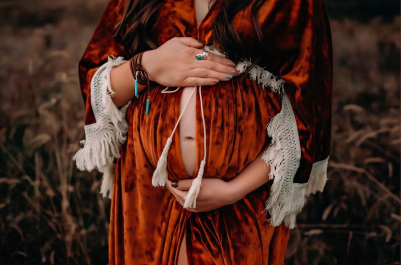 Alannah-Maternity Velvet Unique Boho Dresses