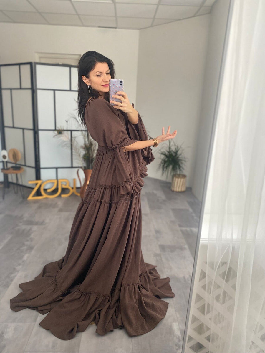 Indila Maternity Gauze Unique Boho Dresses M-XL / Mauve