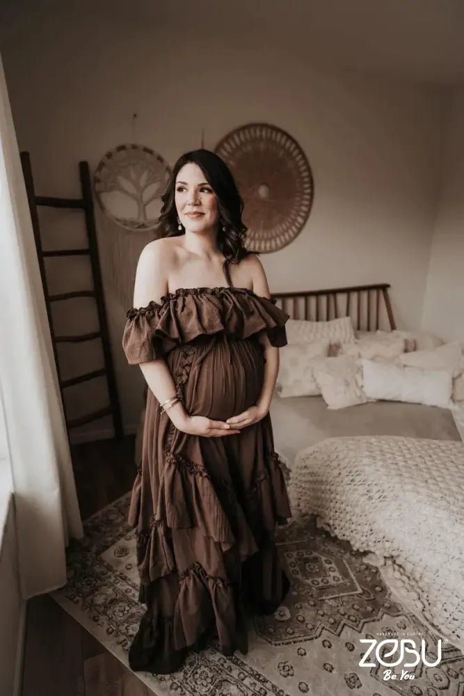 Inner Light Gauze Two Piece Maternity Dress for Photoshoot - Pregnancy - maternity clothes - ZeBu Be You