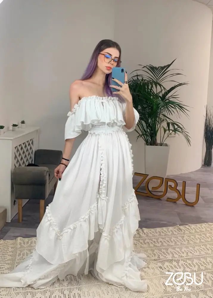 Inner Light Gauze Two Piece Maternity Dress for Photoshoot - Pregnancy - maternity clothes - ZeBu Be You